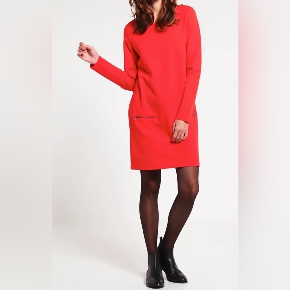 United Colors Of Benetton Red Long Sleeve Dress. Size-Small Modern Minimalist